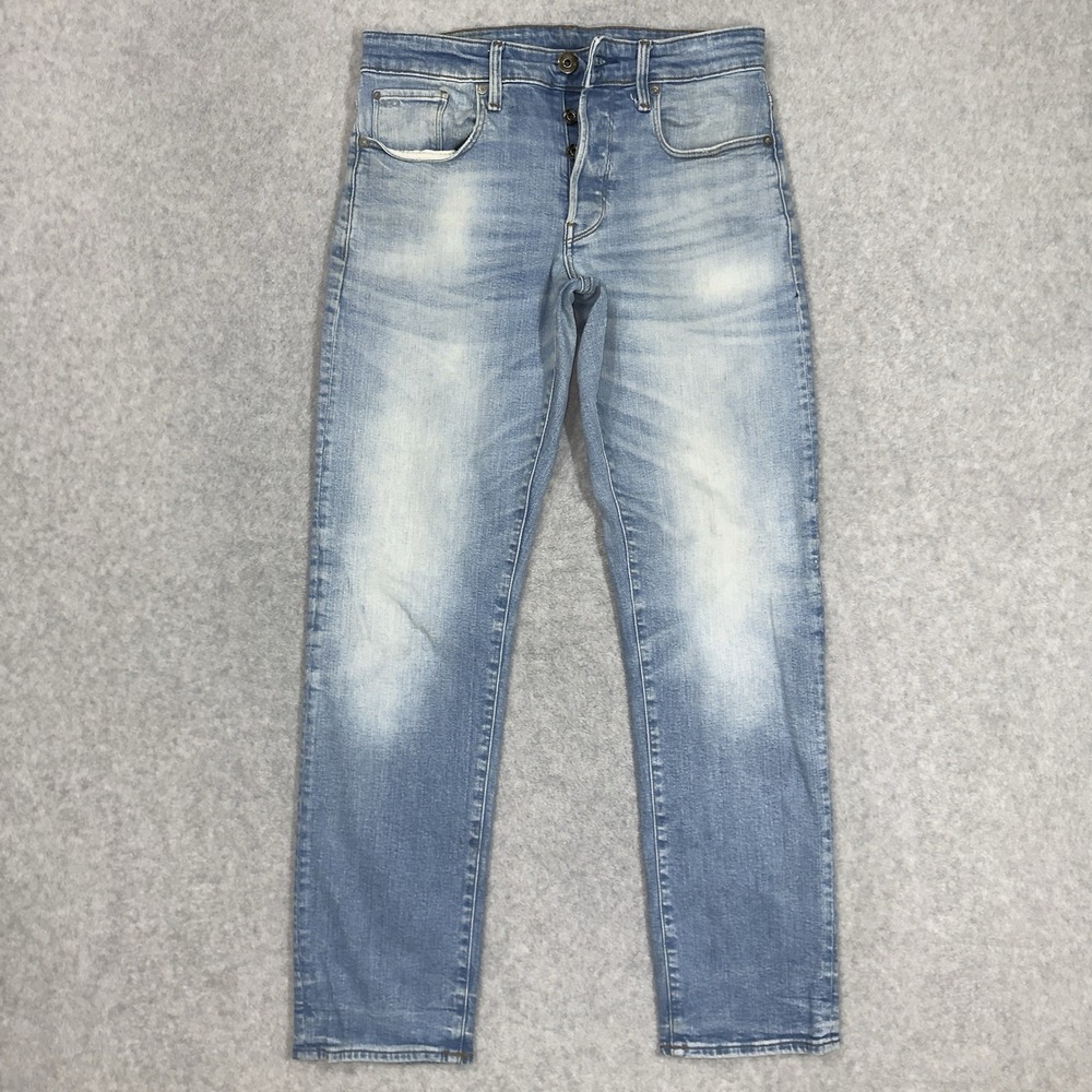 G-STAR RAW 3301 Straight Leg Faded Light Wash‎ Stretch Denim Jeans Mens 29x32